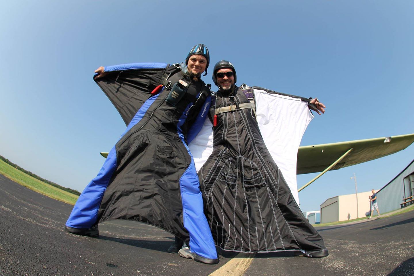 alto adventure wingsuit in between 2 separate grinds
