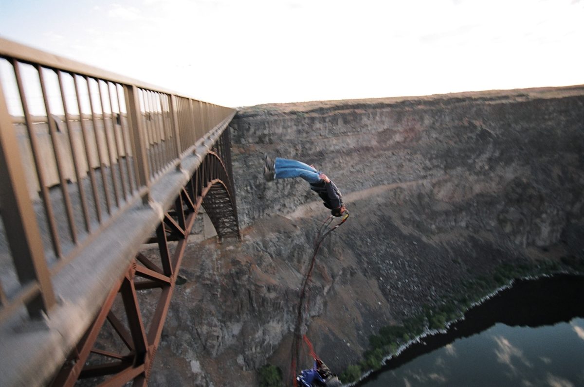 base jumping off of a bridge