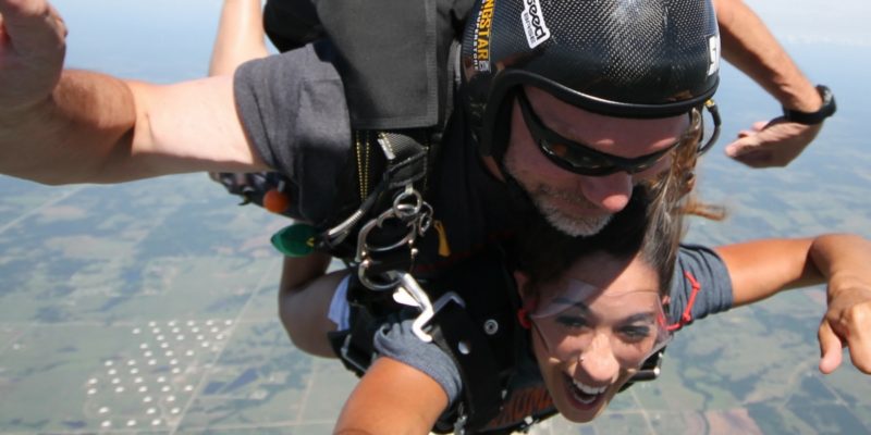 Tandem skydiving with instructor